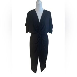 Navy Blue Knot Front Midi Dress